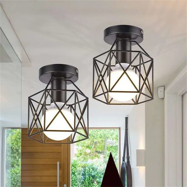 Nordic Black Wrought Iron LED Ceiling Light