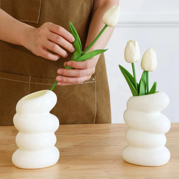 Nordic Spiral White Plastic Vase